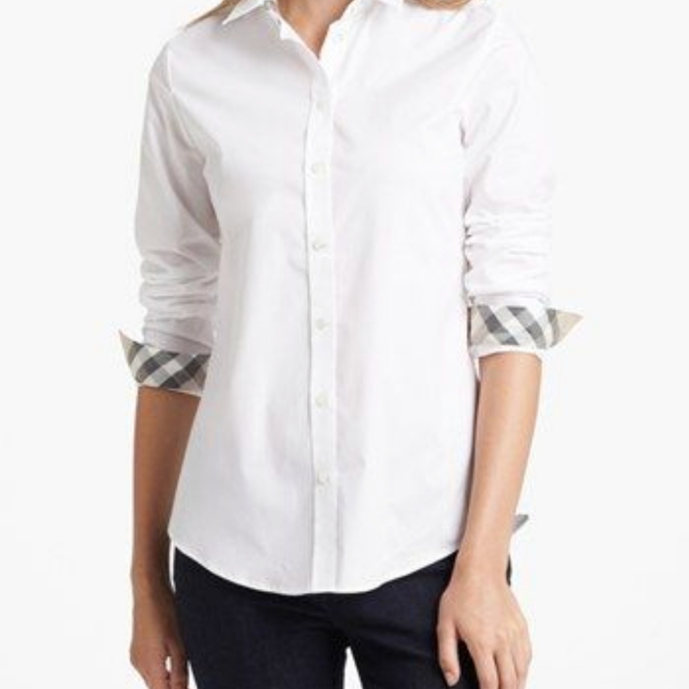 Burberry Brit White Shirt with check constrast